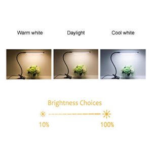 LED Desk Lamp Dimmable Eye Care Reading Light 3 Color Changing 10-Level Brightness Mental Flex Clamp Lamp Clip On Light LED Table Light (Black)