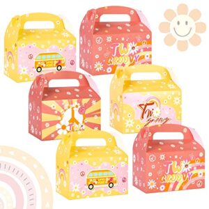 umoni 24pcs groovy hippie party treat boxes two groovy party favors retro hobo theme goody gift boxes for girl‘s 2 year old birthday party supplies