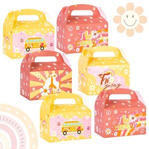 umoni 24pcs Groovy Hippie Party Treat Boxes Two Groovy Party Favors Retro Hobo Theme Goody Gift Boxes for Girl‘s 2 Year Old Birthday Party Supplies