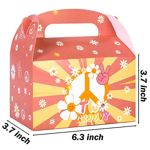 umoni 24pcs Groovy Hippie Party Treat Boxes Two Groovy Party Favors Retro Hobo Theme Goody Gift Boxes for Girl‘s 2 Year Old Birthday Party Supplies