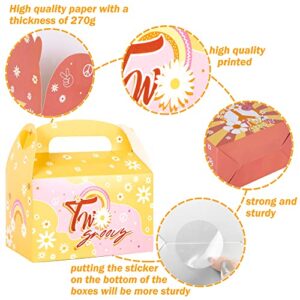 umoni 24pcs Groovy Hippie Party Treat Boxes Two Groovy Party Favors Retro Hobo Theme Goody Gift Boxes for Girl‘s 2 Year Old Birthday Party Supplies