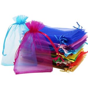 SumDirect 110Pcs 4x6 inches Mixed Color Sheer Drawstring Organza Jewelry Pouches Wedding Party Christmas Favor Gift Bags