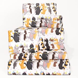 central 23 – fun cat wrapping paper – 6 sheets of gift wrap – for men women – cat conga – for cat owners – for men women – recyclable