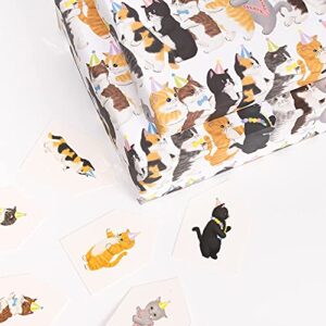 CENTRAL 23 - Fun Cat Wrapping Paper - 6 Sheets of Gift Wrap - For Men Women - Cat Conga - For Cat Owners - For Men Women - Recyclable