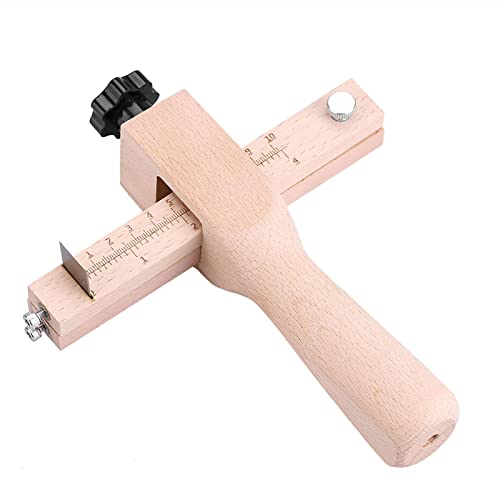 Leather Strip and Strap Cutter, DIY Leather Hand Cutting Tools, Adjustable Wooden Leather Cutter with 5 Blades, for Cutting Leather Strip and Strap