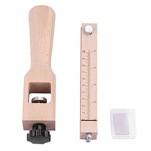 Leather Strip and Strap Cutter, DIY Leather Hand Cutting Tools, Adjustable Wooden Leather Cutter with 5 Blades, for Cutting Leather Strip and Strap