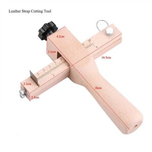 Leather Strip and Strap Cutter, DIY Leather Hand Cutting Tools, Adjustable Wooden Leather Cutter with 5 Blades, for Cutting Leather Strip and Strap