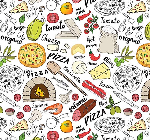 Stesha Party Pizza Gift Wrap Food Present Wrapping Paper, Folded Flat 30 x 20 Inch, 3 Sheets
