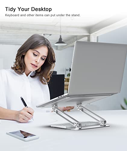 BoYata Laptop Stand, Adjustable Laptop Riser Ergonomic Computer Stand for Desk, Aluminum Laptop Holder Compatible for MacBook Pro/Air, Surface Laptop and Other Laptops up to 15 Inches