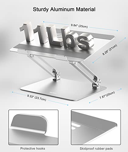 BoYata Laptop Stand, Adjustable Laptop Riser Ergonomic Computer Stand for Desk, Aluminum Laptop Holder Compatible for MacBook Pro/Air, Surface Laptop and Other Laptops up to 15 Inches