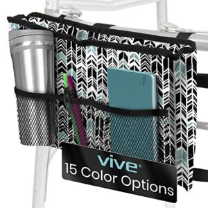 vive walker bag – accessories wheelchair basket pouch (water resistant) – seniors caddy accessory attachment for folding, rolling walkers – carry storage carrier tote – lightweight, universal size