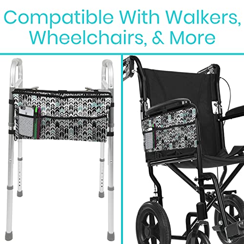 Vive Walker Bag - Accessories Wheelchair Basket Pouch (Water Resistant) - Seniors Caddy Accessory Attachment for Folding, Rolling Walkers - Carry Storage Carrier Tote - Lightweight, Universal Size