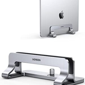 UGREEN Vertical Laptop Stand Holder Desk Aluminum Dock Compatible for MacBook Pro Air Laptop Stand Desktop Adjustable, Lenovo Ideapad 3, Surface Book, HP Notebook, Dell Chromebook Up to 17.3 Inch