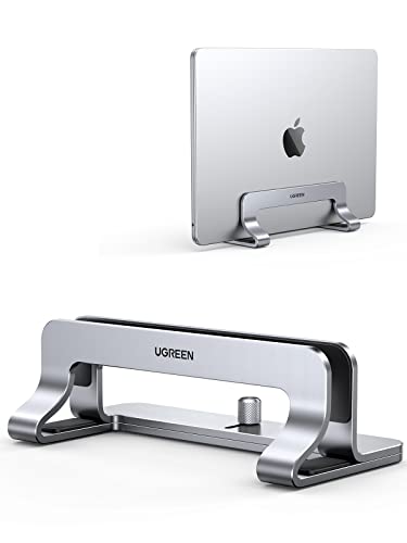 UGREEN Vertical Laptop Stand Holder Desk Aluminum Dock Compatible for MacBook Pro Air Laptop Stand Desktop Adjustable, Lenovo Ideapad 3, Surface Book, HP Notebook, Dell Chromebook Up to 17.3 Inch