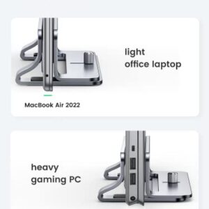 UGREEN Vertical Laptop Stand Holder Desk Aluminum Dock Compatible for MacBook Pro Air Laptop Stand Desktop Adjustable, Lenovo Ideapad 3, Surface Book, HP Notebook, Dell Chromebook Up to 17.3 Inch