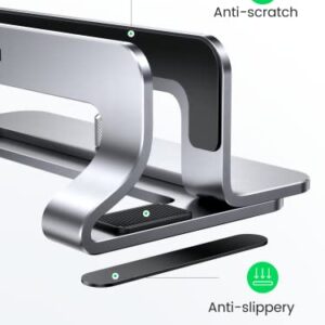 UGREEN Vertical Laptop Stand Holder Desk Aluminum Dock Compatible for MacBook Pro Air Laptop Stand Desktop Adjustable, Lenovo Ideapad 3, Surface Book, HP Notebook, Dell Chromebook Up to 17.3 Inch