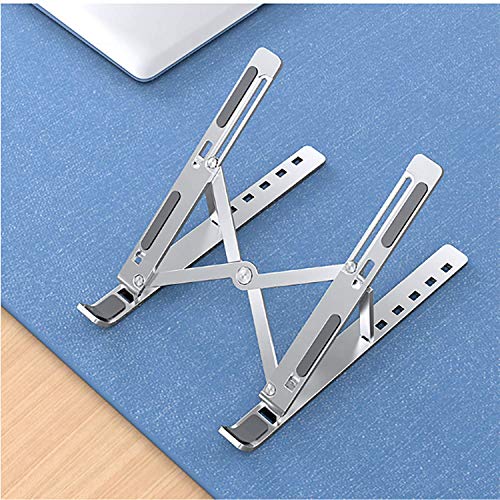 LIENS Laptop Stand Laptop Riser Computer Stand for Laptop Foldable Portable Aluminum Laptop Stand Adjustable Compatible for 10 to 15.6” Laptops (Silver)