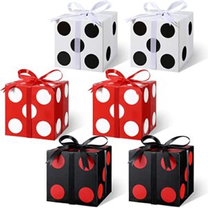 24 pack casino party dice favor box 4 x 4 x 4 inch casino party decoration casino themed party goodie boxes gable boxes gift boxes with ribbon for birthday party casino night supplies, black red white