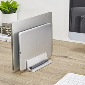 JARLINK (Upgraded Dock Version Vertical Laptop Stand, Double Desktop Stand Adjustable Laptop Holder (up to 17.3 inches) Compatible with All MacBook Pro/Air/Microsoft Surface (Silver)