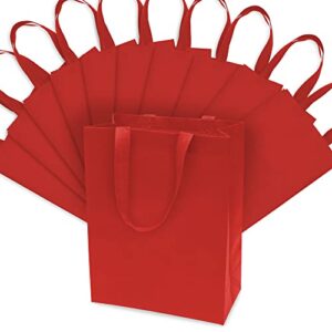 red gift bags – 12 pack large reusable fabric gift wrap totes with handles for party favor & goodie bags, birthday & holiday gifts, bags for small business & retail merchandise, in bulk – 10x5x13