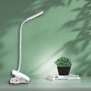 opple led desk lamp with clamp clip on book light for reading with 360° flexible gooseneck, 3 kinds of brightness led desk light, clip on light for headboard, desk, table