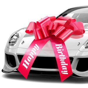 mifflin-usa happy birthday bow, giant car bow (red, 30 inch) big gift bow, giant bow for car, birthday bow, huge car bow, car bows, big red bow, bow for gifts, birthday bow for cars, gift wrapping