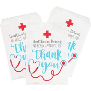 sparkle and bash thank you goodie bags, nurse appreciation gifts (5 x 7.5 in, 100 pack)