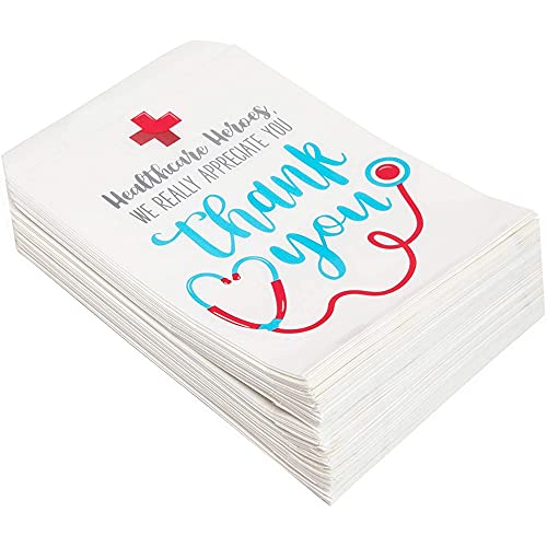 Sparkle and Bash Thank You Goodie Bags, Nurse Appreciation Gifts (5 x 7.5 in, 100 Pack)