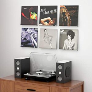 FEMELI Vinyl Record Shelf Wall Mount - 6 Pack 12-inch Clear Acrylic Album Record Holder Display Rack - Art for the Records Collector