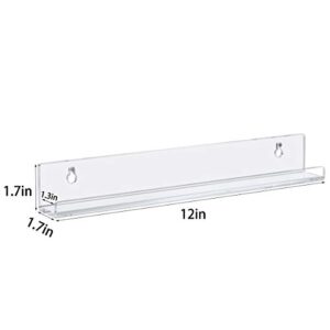 FEMELI Vinyl Record Shelf Wall Mount - 6 Pack 12-inch Clear Acrylic Album Record Holder Display Rack - Art for the Records Collector