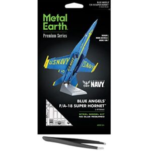 fascinations metal earth premium series blue angels f/a-18 super hornet 3d metal model kit bundle with tweezers