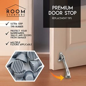 Kick Down Door Stop Ultra Grip Rubber Replacement Tip 10 Pack Threaded by ROOM STARTERS Style 1 (Gray, 10 Pack)