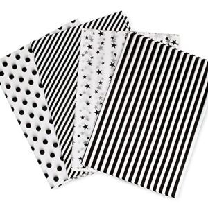 mr five 60 sheets white and black tissue paper bulk,20″ x 28″,4 styles tissue paper for gift wrapping,gift tissue paper for gift bags,crafts,birthday,star stripes polka dots pattern tissue paper