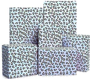 central 23 – blue wrapping paper – cats in hats – 6 sheets of birthday gift wrap – for men boys kids – valentines day gift wrap for women her girls – recyclable – comes with stickers