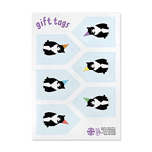 CENTRAL 23 - Blue Wrapping Paper - Cats in Hats - 6 Sheets of Birthday Gift Wrap - For Men Boys Kids - Valentines Day Gift Wrap for Women Her Girls - Recyclable - Comes with Stickers