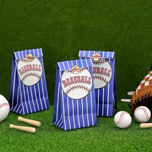 Outus 30PCS 7.1 x 3.5 x 2.4 Inch Baseball Party Bags Baseball Goodie Candy Treat Bags Kraft Paper Bags for Baseball Themed Party Kids Adults Birthday Party Supplies Decorations