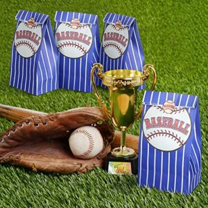 Outus 30PCS 7.1 x 3.5 x 2.4 Inch Baseball Party Bags Baseball Goodie Candy Treat Bags Kraft Paper Bags for Baseball Themed Party Kids Adults Birthday Party Supplies Decorations