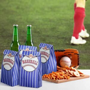 Outus 30PCS 7.1 x 3.5 x 2.4 Inch Baseball Party Bags Baseball Goodie Candy Treat Bags Kraft Paper Bags for Baseball Themed Party Kids Adults Birthday Party Supplies Decorations