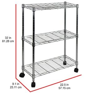 Oceanstar 3-Tier Shelving All-Purpose Utility Cart, Chrome