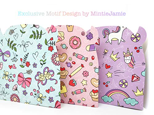 MintieJamie Handle Cardboard Treat Boxes 6.25 X 3.5 X 3.5 Inches, Pack of 12pcs Pastel Color Cute Birthday Boxes, Party Favor Gifting Gable Boxes