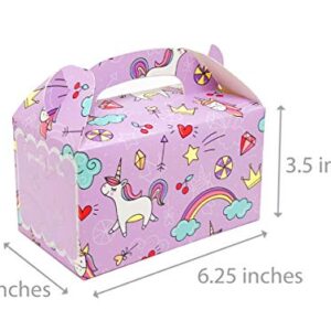 MintieJamie Handle Cardboard Treat Boxes 6.25 X 3.5 X 3.5 Inches, Pack of 12pcs Pastel Color Cute Birthday Boxes, Party Favor Gifting Gable Boxes