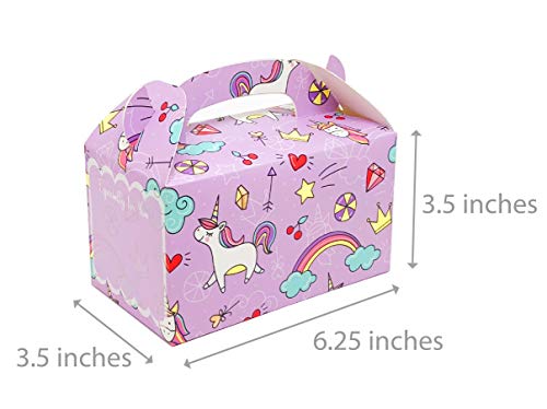 MintieJamie Handle Cardboard Treat Boxes 6.25 X 3.5 X 3.5 Inches, Pack of 12pcs Pastel Color Cute Birthday Boxes, Party Favor Gifting Gable Boxes