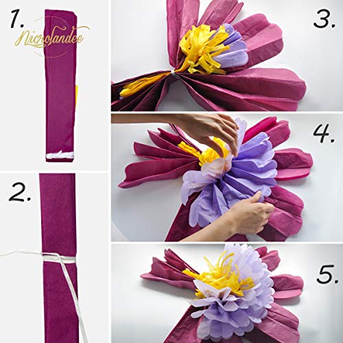 Nicrolandee 24'' 6 Pack/Set Large Tissue Paper Flowers Handcrafted Giant Paper Flowers for Wedding Backdrop Archway Decoration, Birthday, Mexican Fiesta Party, Outdoor Decorations