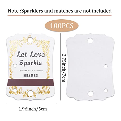 100PCS Vintage Wedding Sparkler Tags with Match Holder and Striker for Weddings - (Sparklers and Match Not Included)