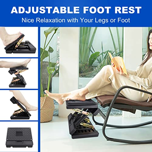 Adjustable Office Foot Rest Under Desk at Work, Leg Rest with Massage Surface Roller, Ergonomic Adjustment ，Bottom Can Be Filled with Water(Black）