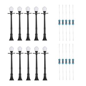 Artudatech 10PCS LCX04 Model Railway Lamppost Lamps Street Lights O Scale LEDs