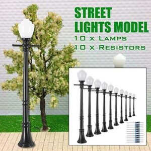 Artudatech 10PCS LCX04 Model Railway Lamppost Lamps Street Lights O Scale LEDs