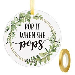 pop it when she pops bottle tags, champagne baby shower favor tags, set of 50 with golden ribbon