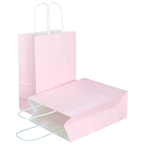 AZOWA Gift Bags Small Kraft Paper Bags with Handles (6.3 x 3.1 x 8.6 in, Pastel Pink, 36 CT)