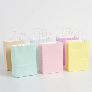 AZOWA Gift Bags Small Kraft Paper Bags with Handles (6.3 x 3.1 x 8.6 in, Pastel Pink, 36 CT)